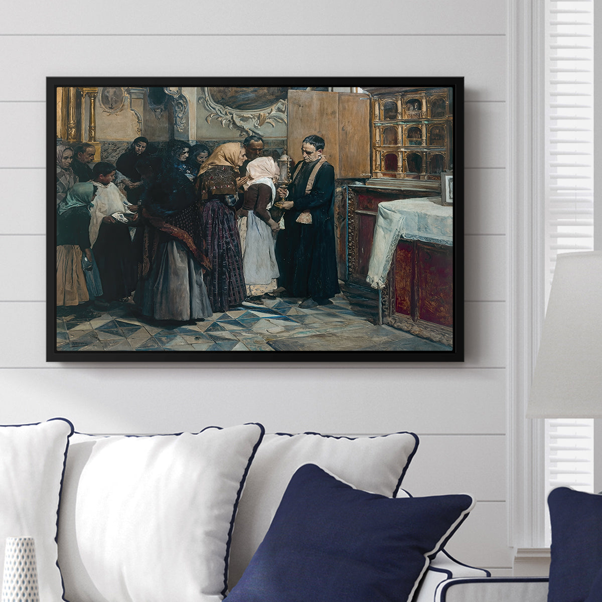 Kissing the Relic, 1893 - Floater Framed Canvas Print