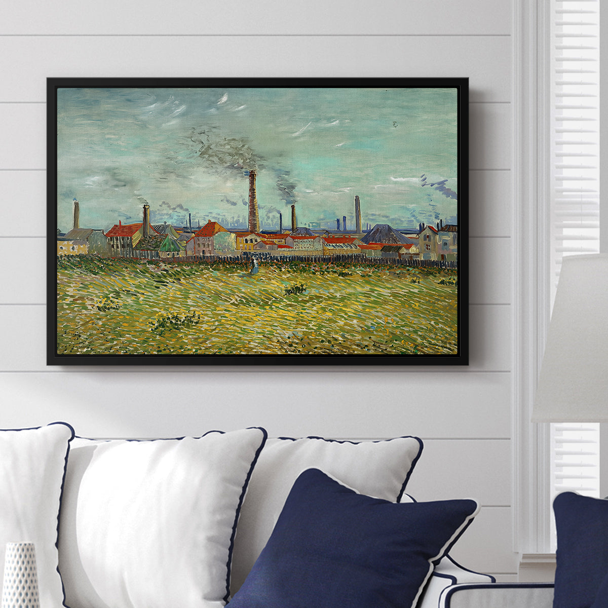 Factories at Clichy, 1887 - Floater Framed Canvas Print