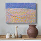 Canvas art print featuring an expressive composition emphasizing surface and pattern, styled above a decorative console