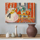 Canvas art print featuring an expressive interior scene centered on a lute player, styled above a decorative console