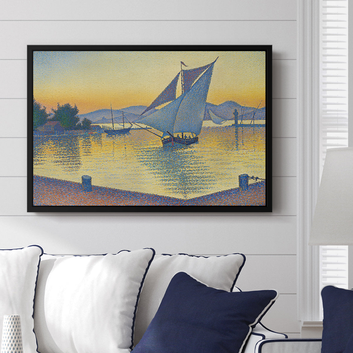 The Port at Sunset, Opus 236, Saint Tropez, 1892 - Floater Framed Canvas Print