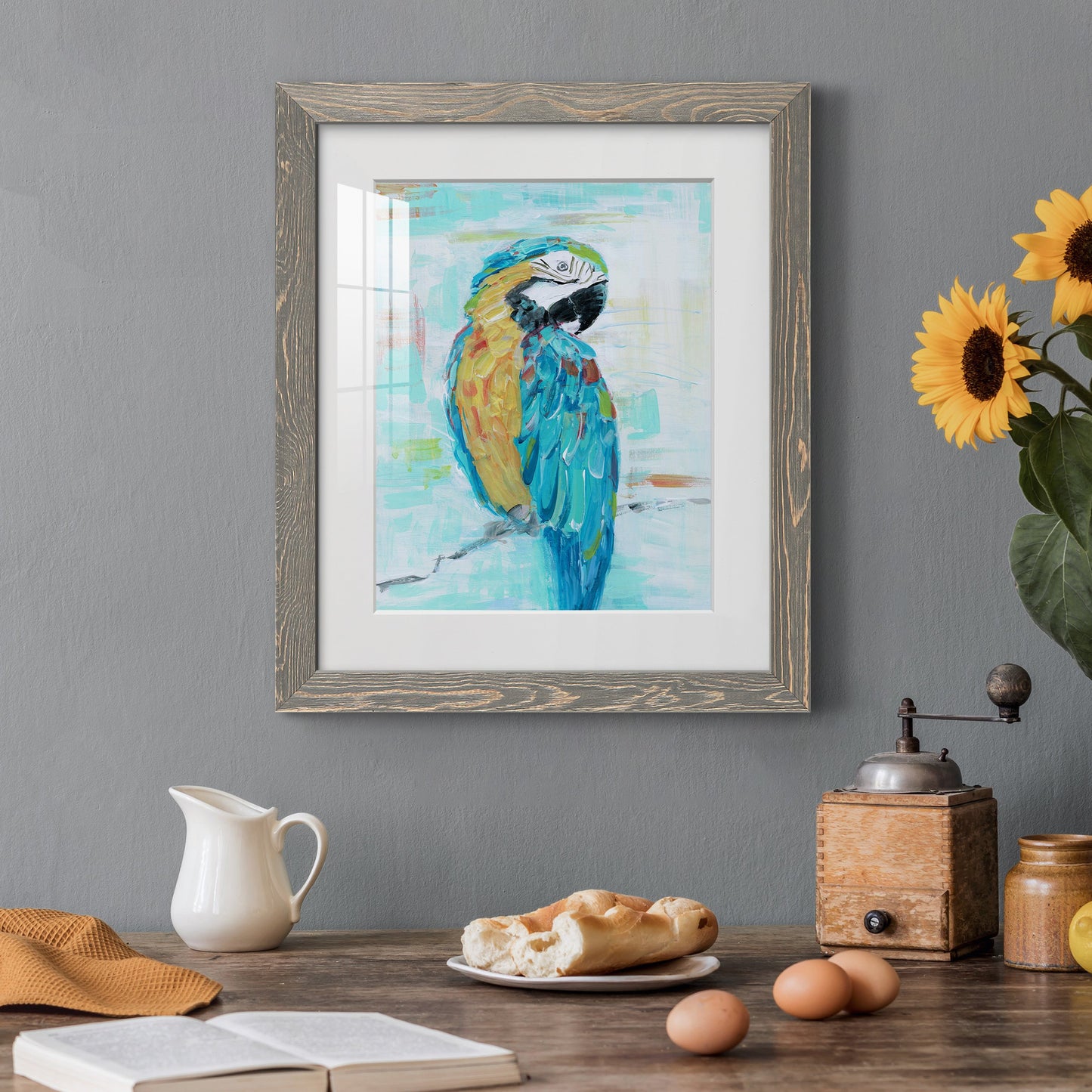 Island Parrot I - Premium Framed Print - Distressed Barnwood Frame - Ready to Hang