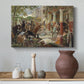 Canvas art print featuring a historical battle scene filled with movement and conflict, styled above a decorative console