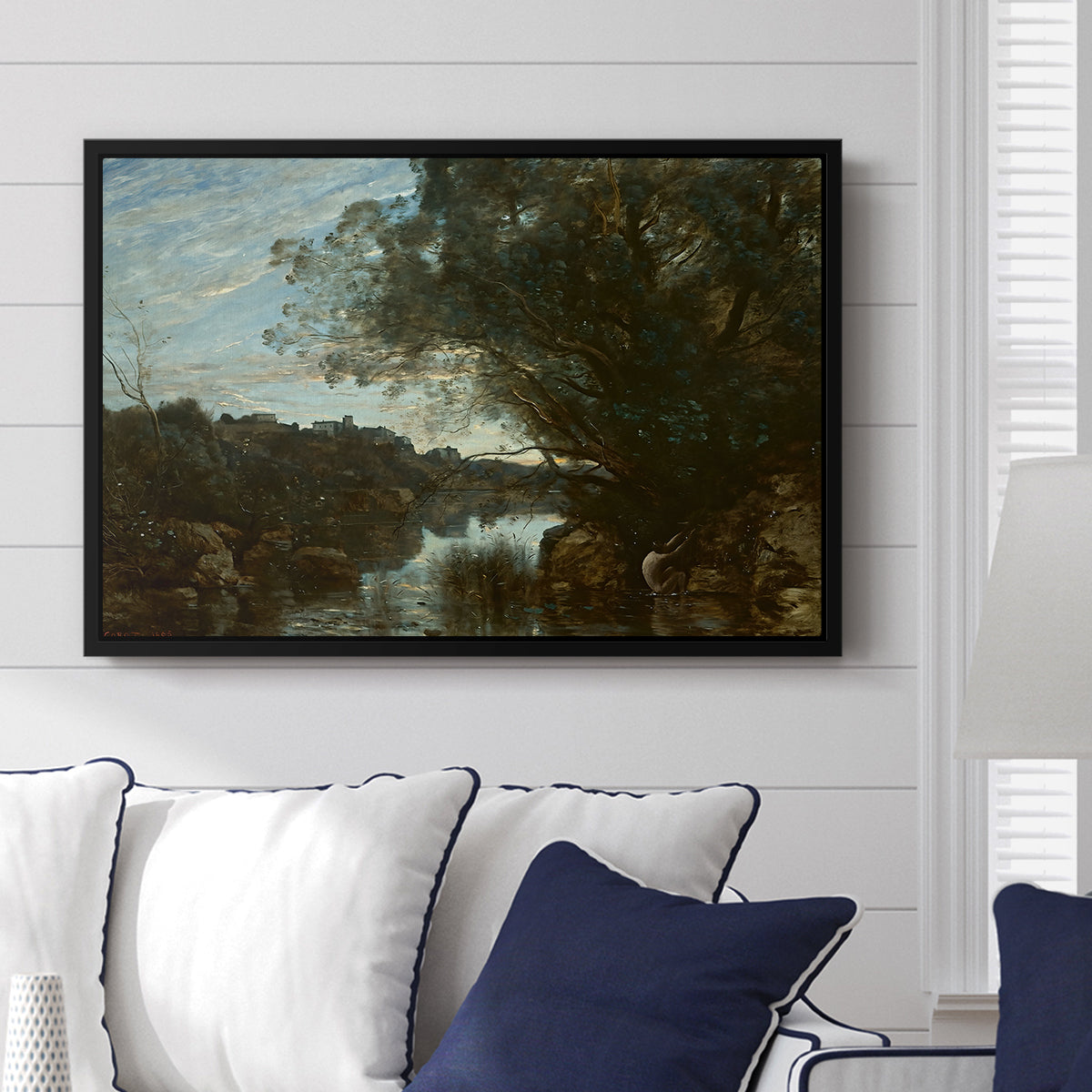 Souvenir of the Environs of Lake Nemi, 1865 - Floater Framed Canvas Print