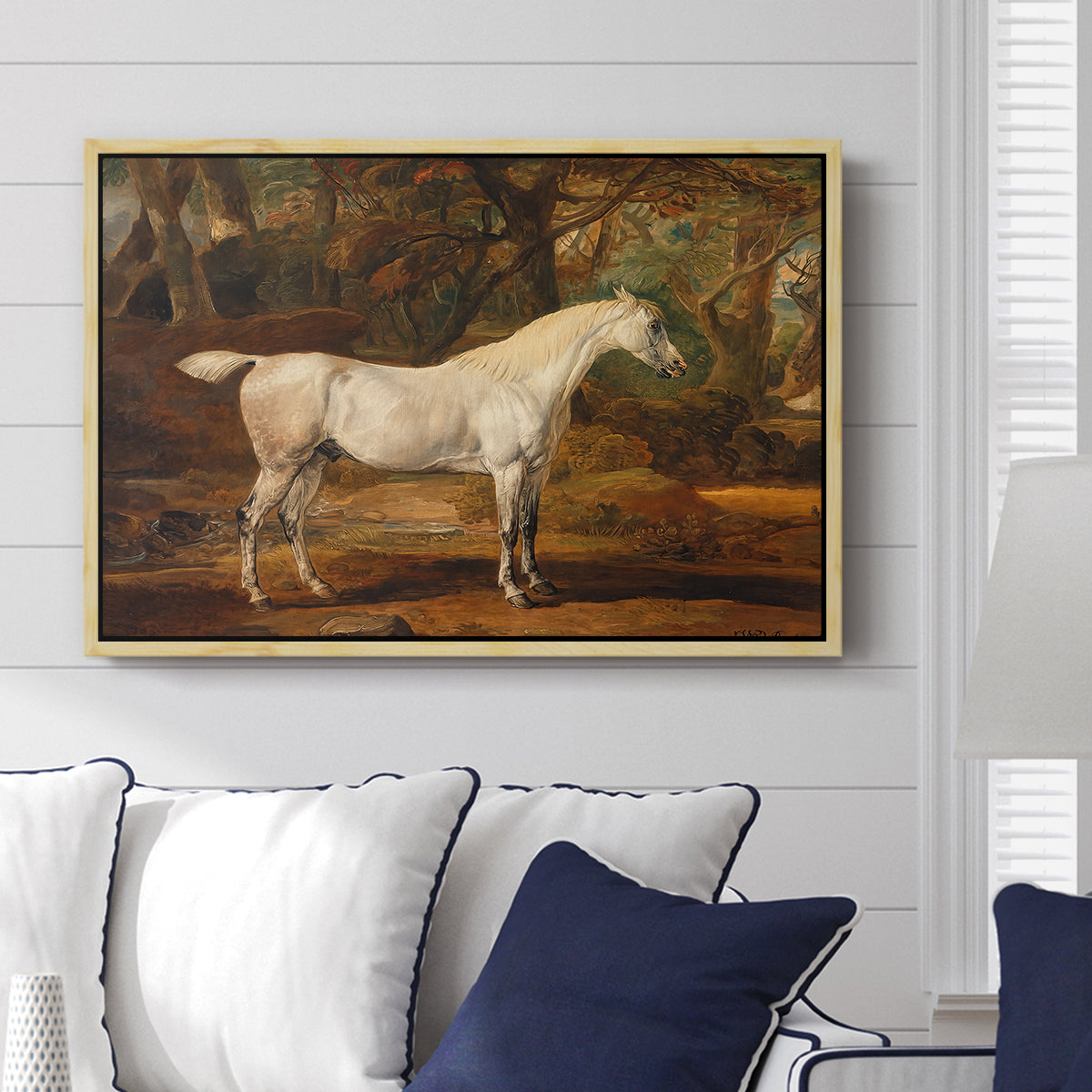 Grey Arabian Stallion, Property of Sir Watkin Williams-Wynn, c. 1817 - Floater Framed Canvas Print