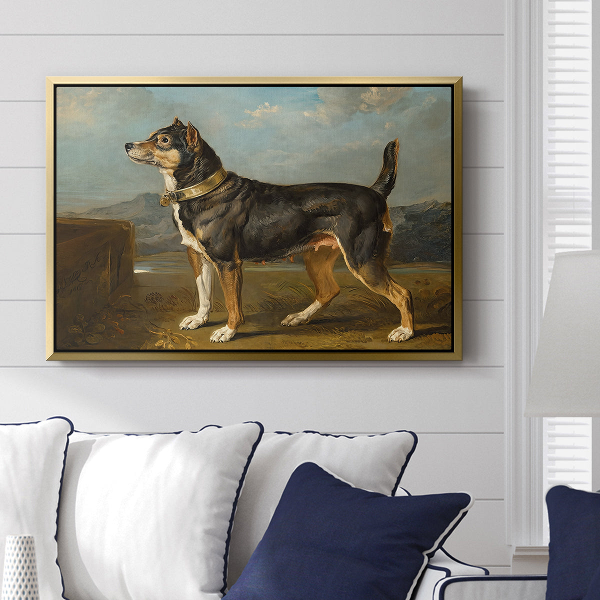 A Terrier in a Landscape, c. 1811 - Floater Framed Canvas Print