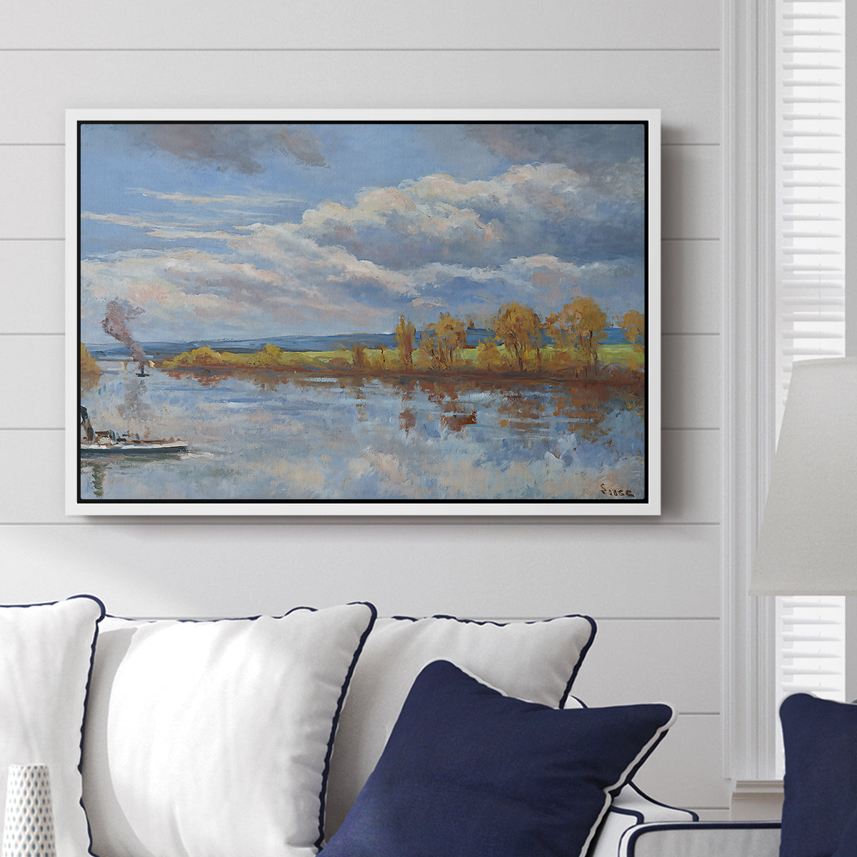 The Banks of the River Seine, 1893 - Floater Framed Canvas Print