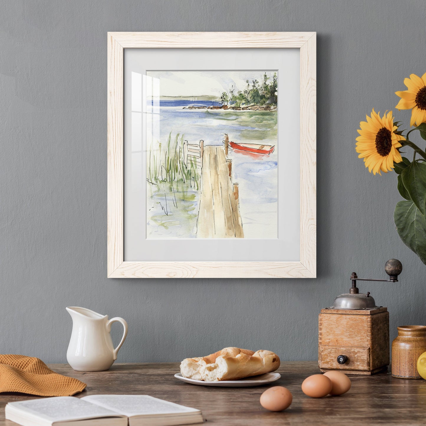 Sketchy Pier - Barnwood Framed Art Print