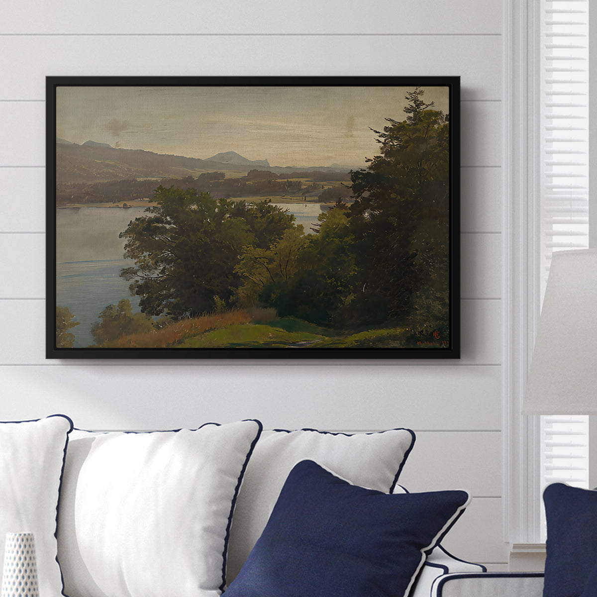 View of the Mondsee, 1870 - Floater Framed Canvas Print