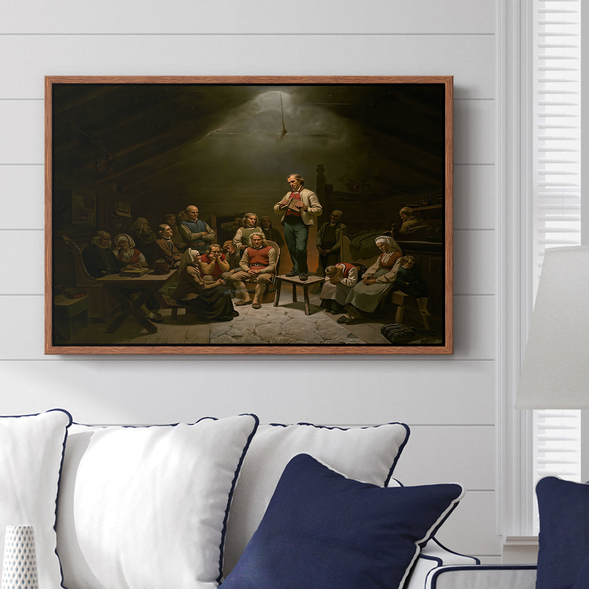 Low Church Devotion (Haugianerne), 1848 - Floater Framed Canvas Print