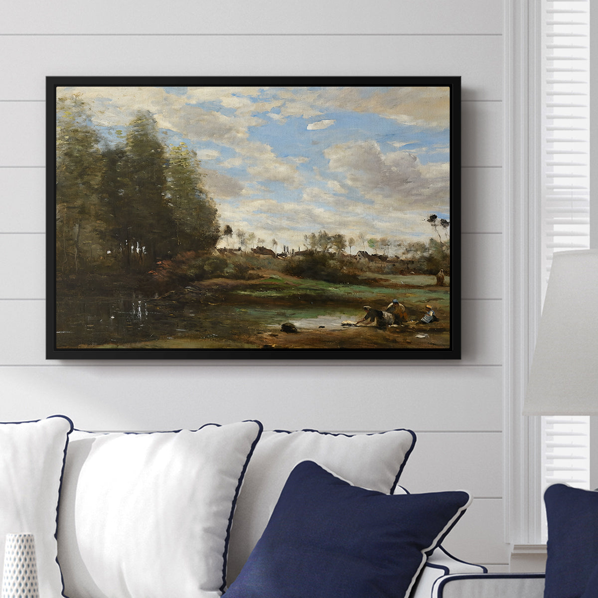 Washerwomen at the Water's Edge, c. 1860-1870 - Floater Framed Canvas Print