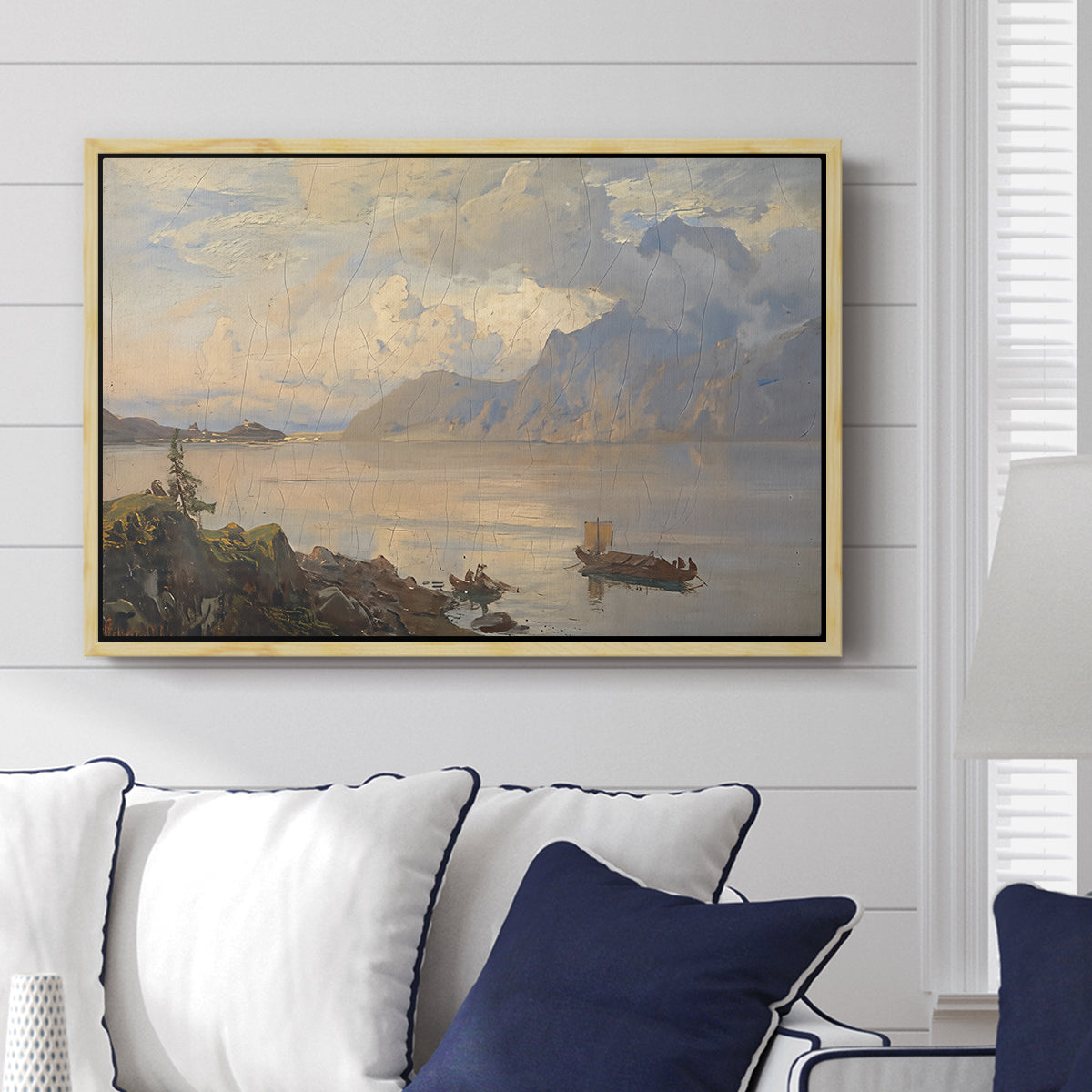 Traunsee, 1871 - Floater Framed Canvas Print