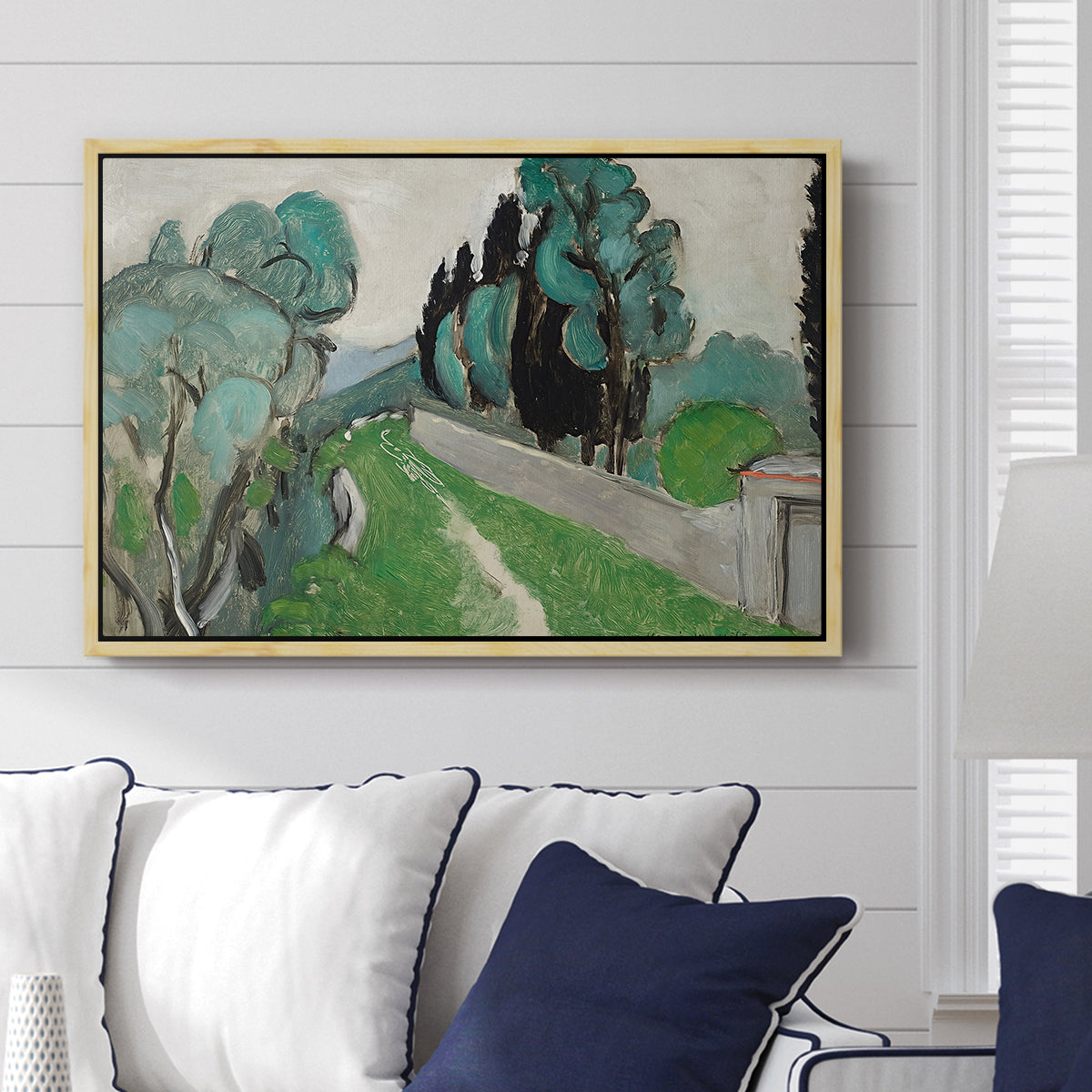 Landscape with Cypresses and Olive Trees near Nice, c. 1918 - Floater Framed Canvas Print