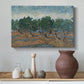 Canvas art print featuring a post-impressionist scene emphasizing movement in foliage, styled above a decorative console