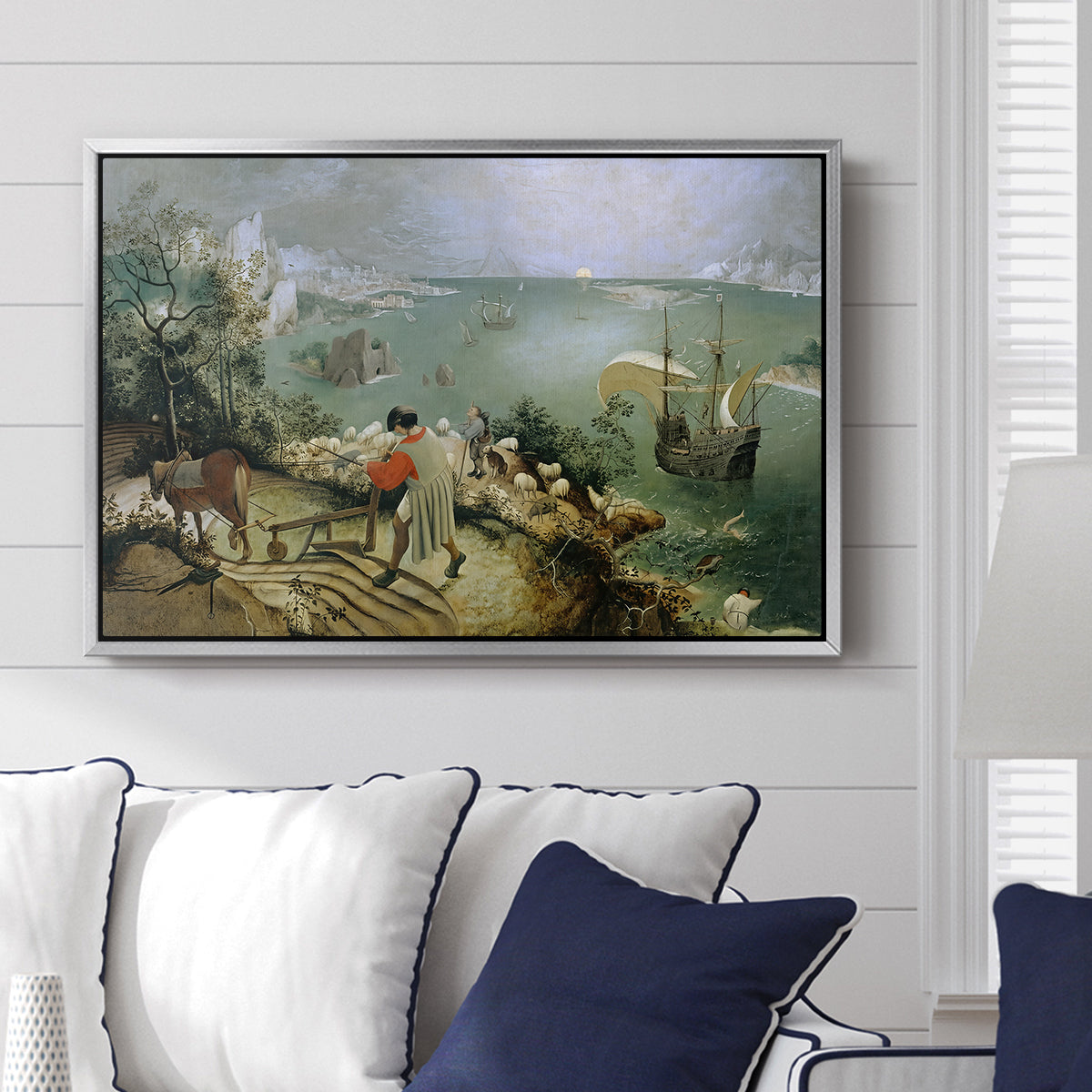 Landscape with the Fall of Icarus, c. 1560 - Floater Framed Canvas Print