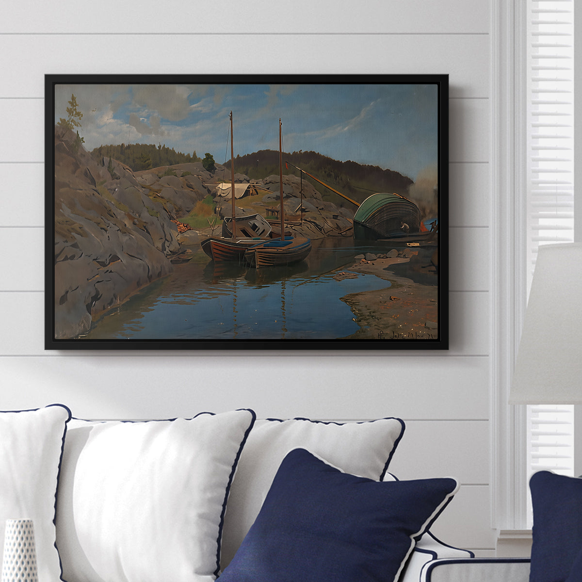 Pilotboats, 1875 - Floater Framed Canvas Print