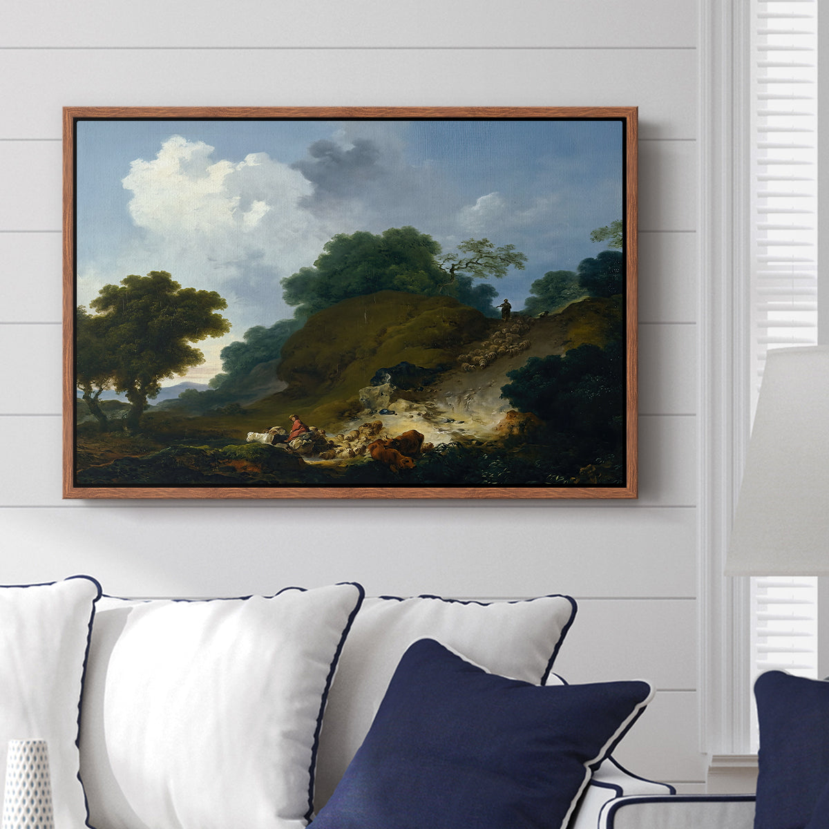 Landscape with Shepherds and Flock of Sheep, c. 1763-1765 - Floater Framed Canvas Print