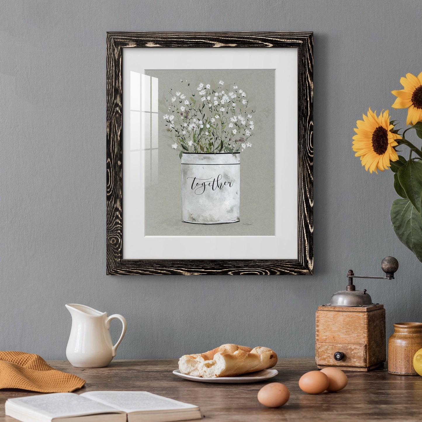 Bouquet of Grace Bucket Together - Premium Framed Print - Distressed Barnwood Frame - Ready to Hang