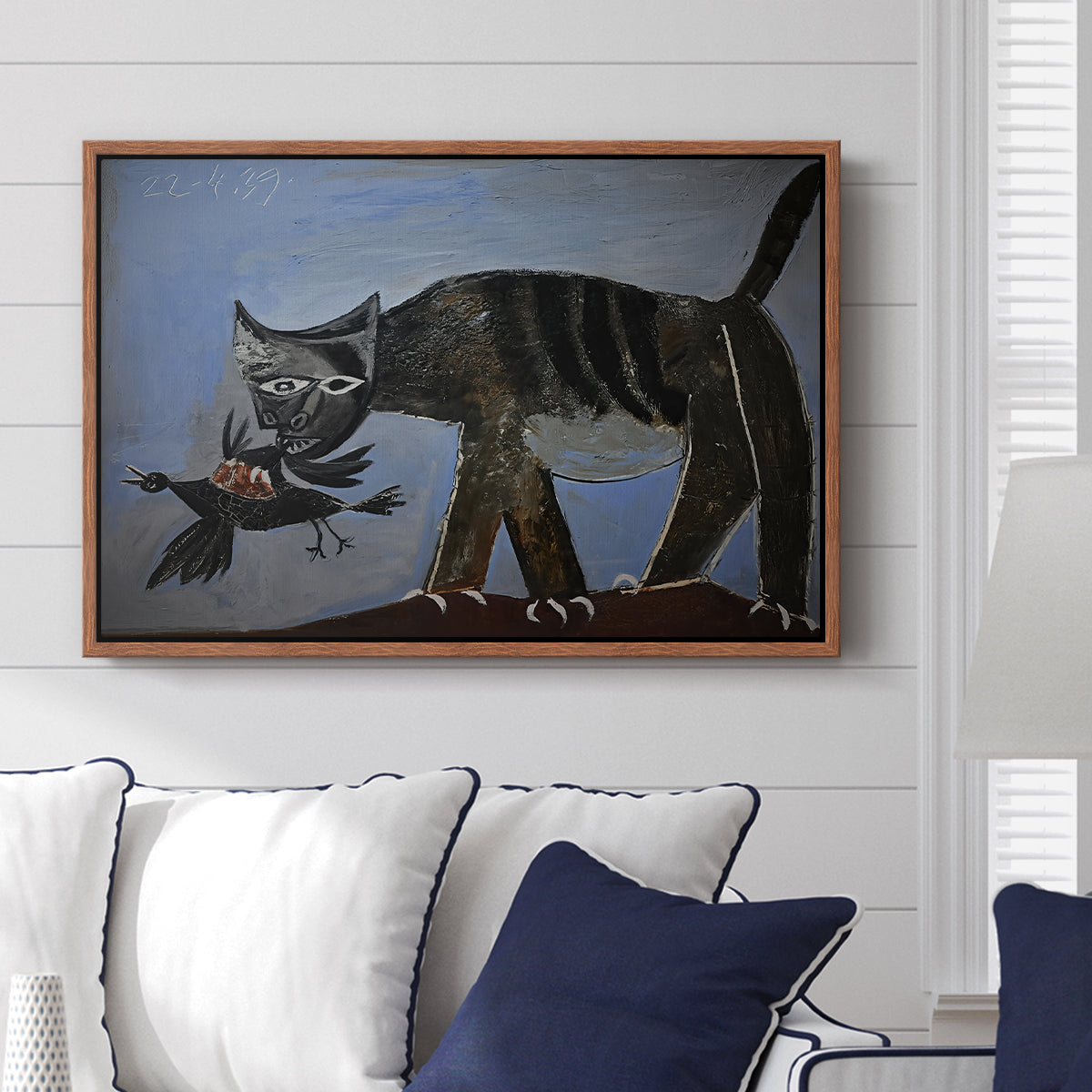 Cat Catching a Bird, 1939 - Floater Framed Canvas Print