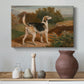 Canvas art print featuring a realistic depiction of dog bred for hunting, styled above a decorative console