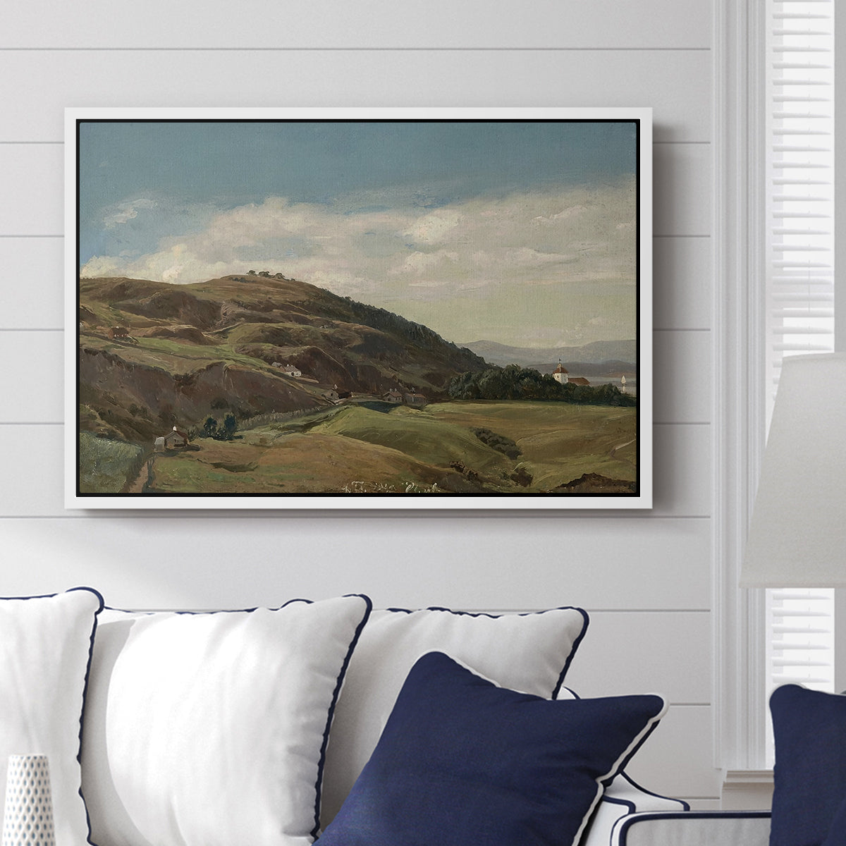 Ekeberg and Oslo Church, 1852 - Floater Framed Canvas Print