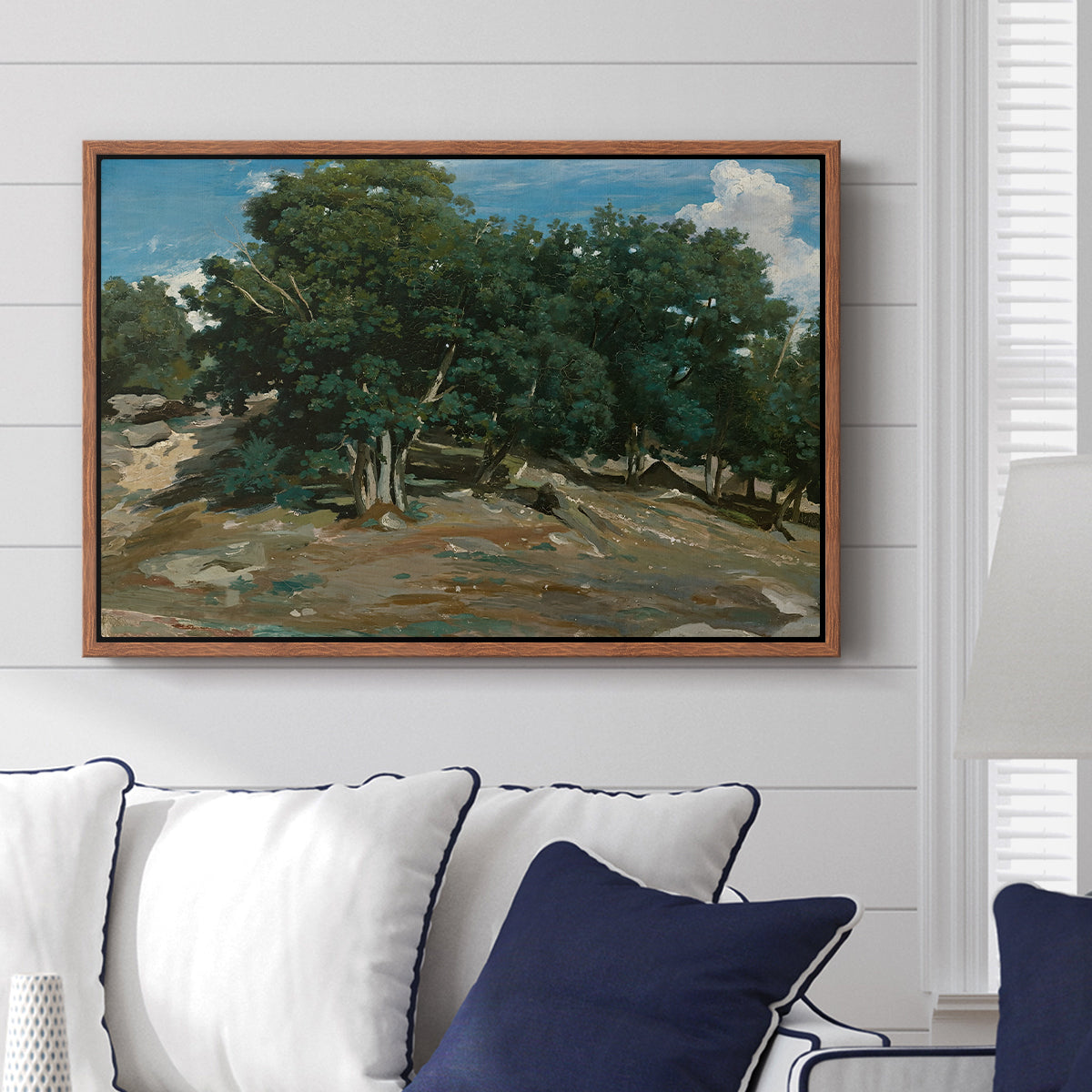 Fontainebleau: Oak Trees at Bas-Bréau, c. 1830-1835 - Floater Framed Canvas Print