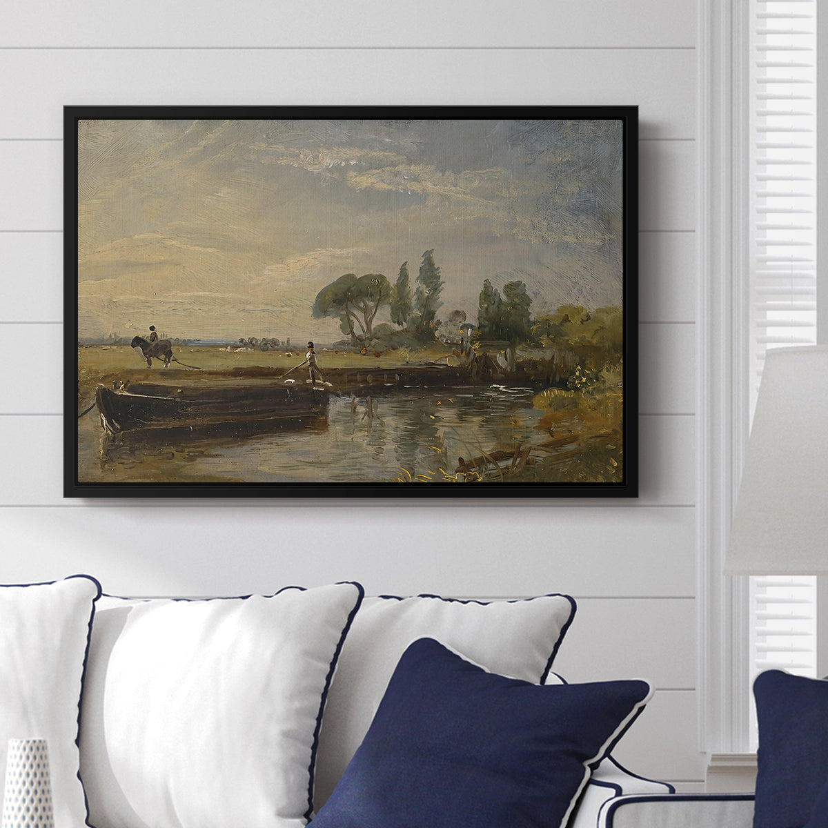 Barge below Flatford Lock, c. 1810 - Floater Framed Canvas Print