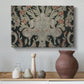 Canvas art print featuring an ornamental composition with layered motifs and repeating figures, styled above a decorative console