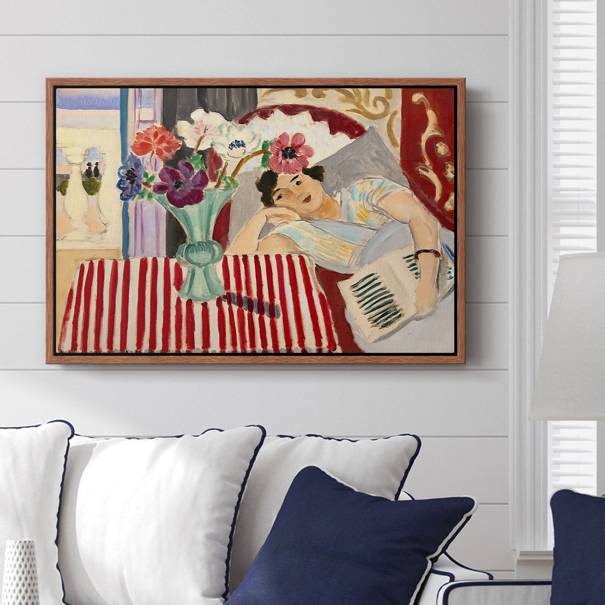 Woman with Anemones (Femme et anémones), c. 1920-1921 - Floater Framed Canvas Print
