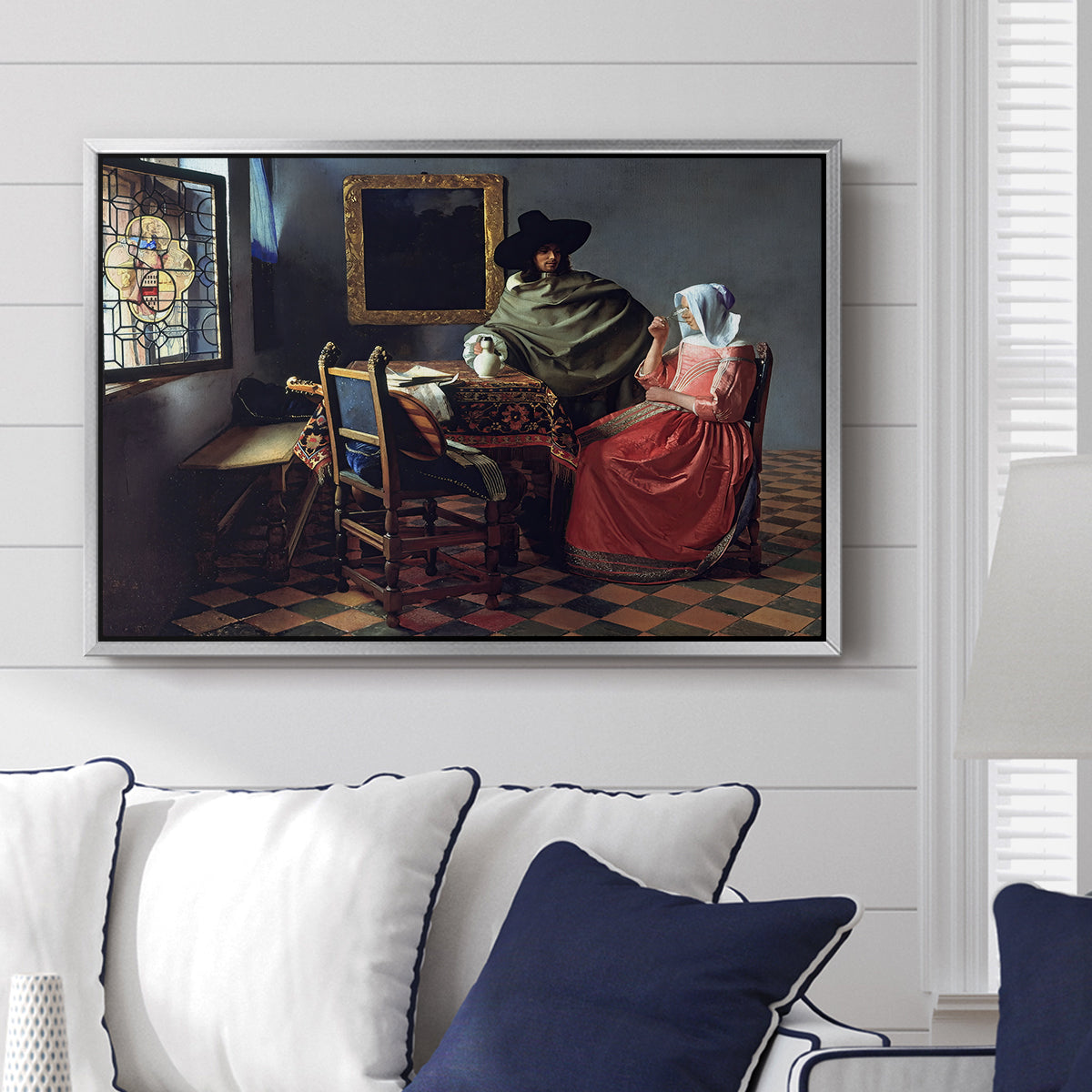 The Glass of Wine, c. 1660 - Floater Framed Canvas Print