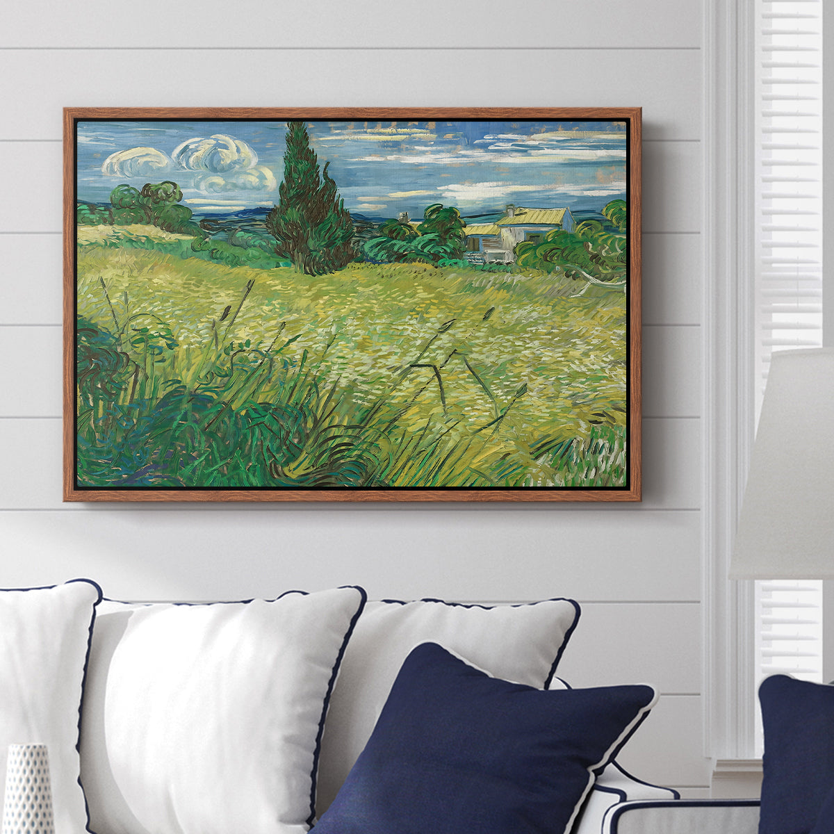 Green Wheat Field with Cypress, 1889 - Floater Framed Canvas Print