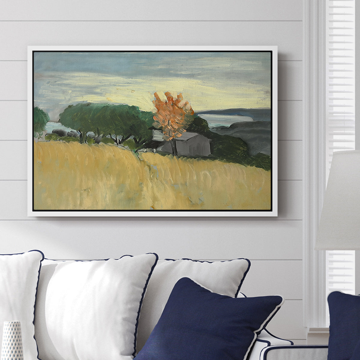 Fields of Wheat in Cagnes, 1918 - Floater Framed Canvas Print