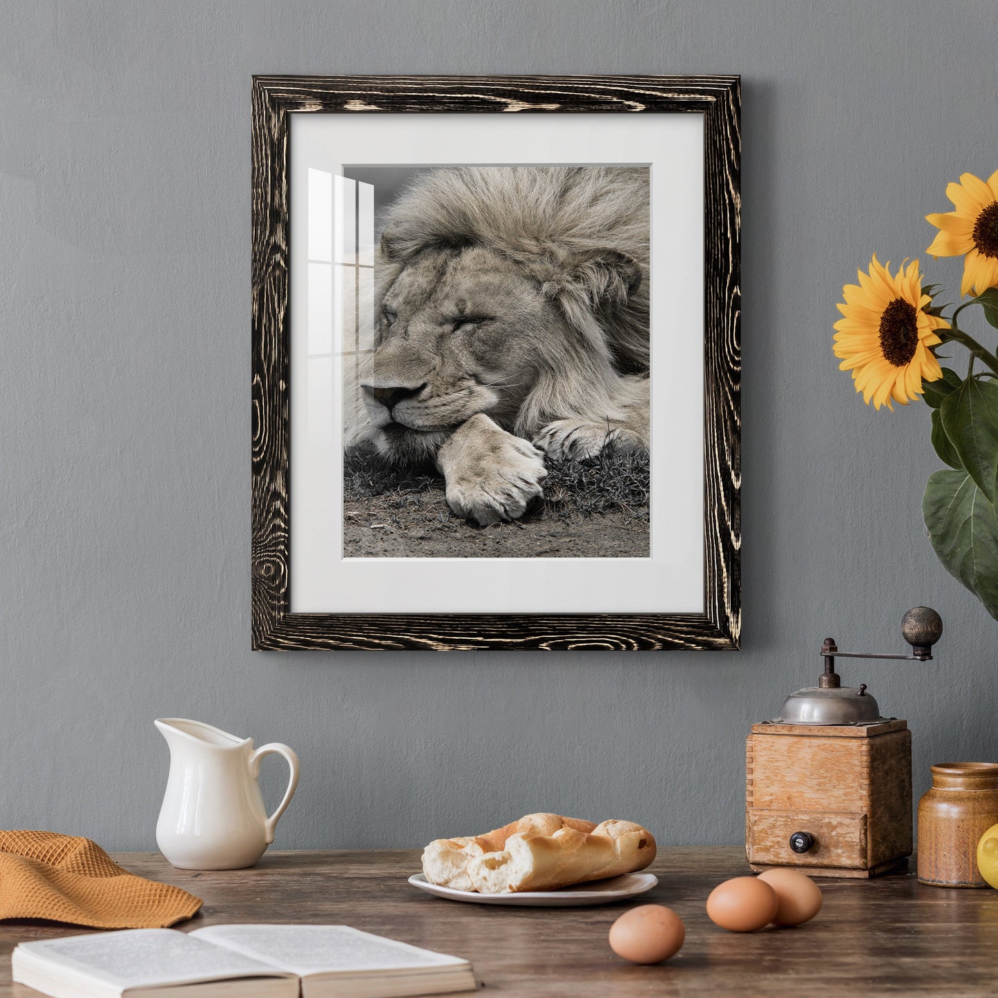 Sleepy Afternoon in Masai Mara - Premium Framed Print - Distressed Barnwood Frame - Ready to Hang