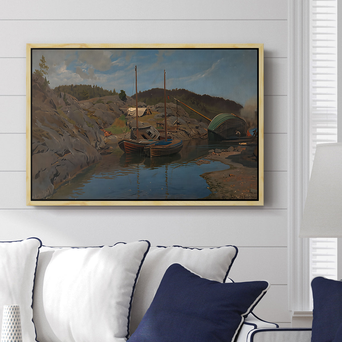 Pilotboats, 1875 - Floater Framed Canvas Print