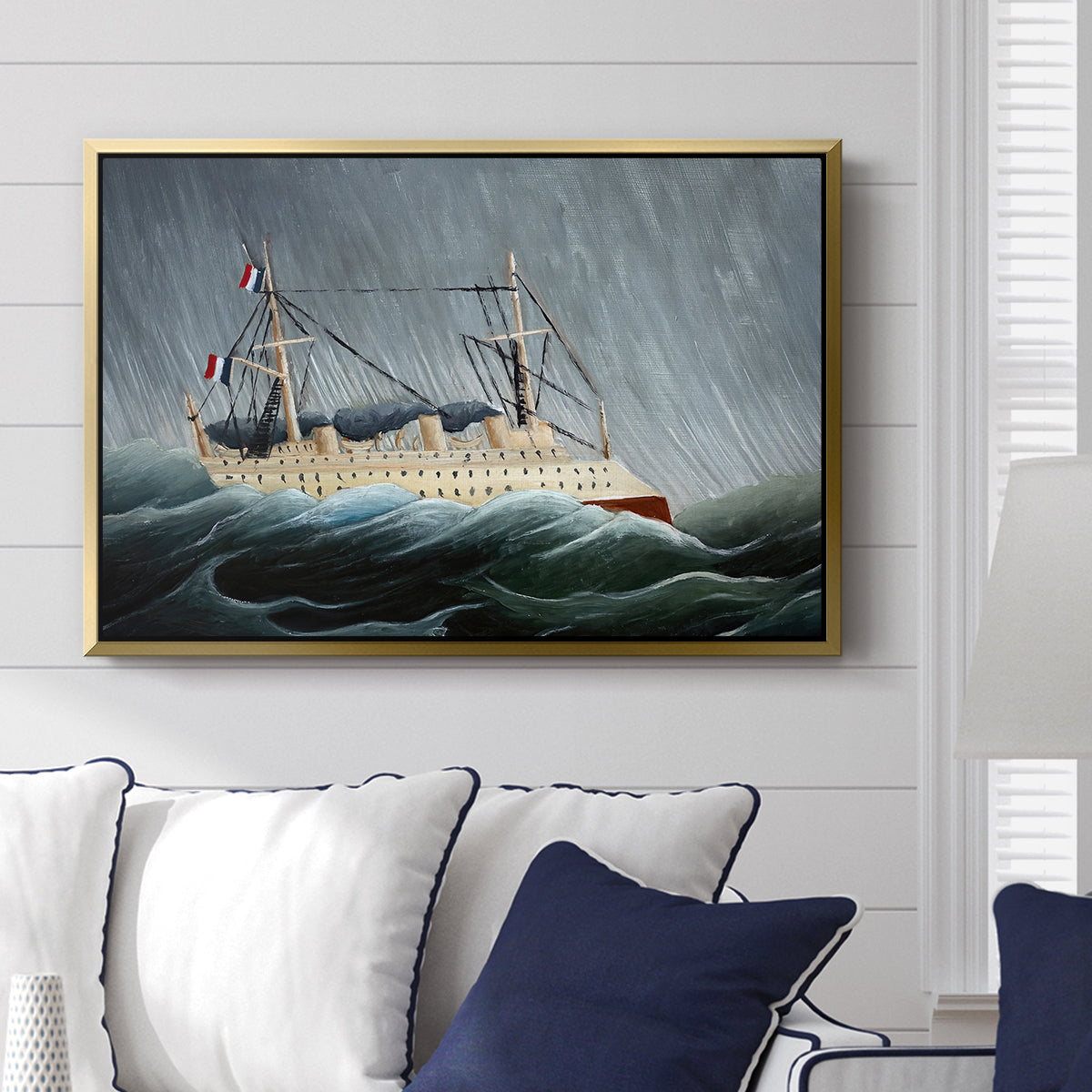 A Ship in the Storm, c. 1899 - Floater Framed Canvas Print