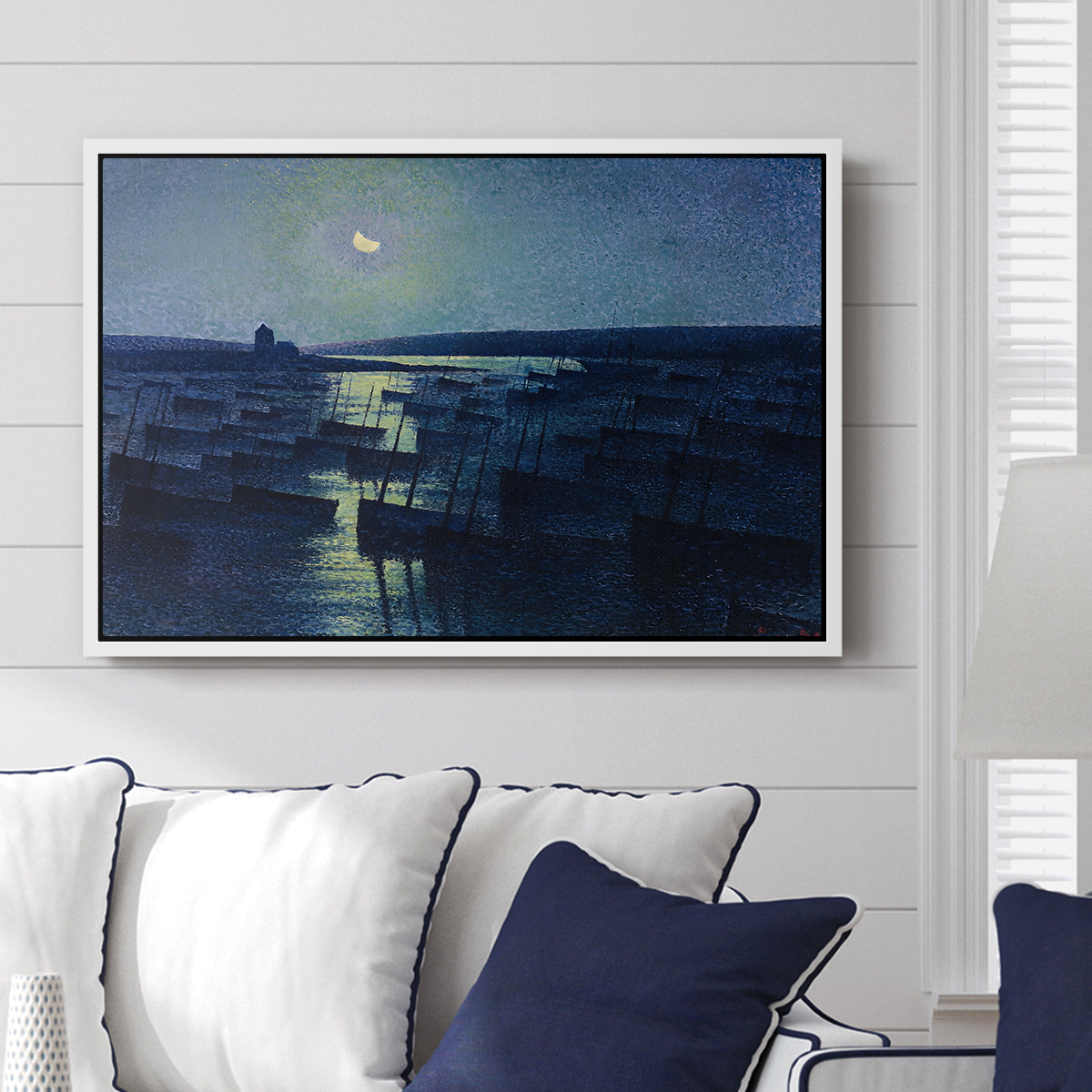 Camaret, Moonlight and Fishing Boats, 1894 - Floater Framed Canvas Print