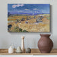 Canvas art print featuring an expressive landscape combining figure and agriculture, styled above a decorative console