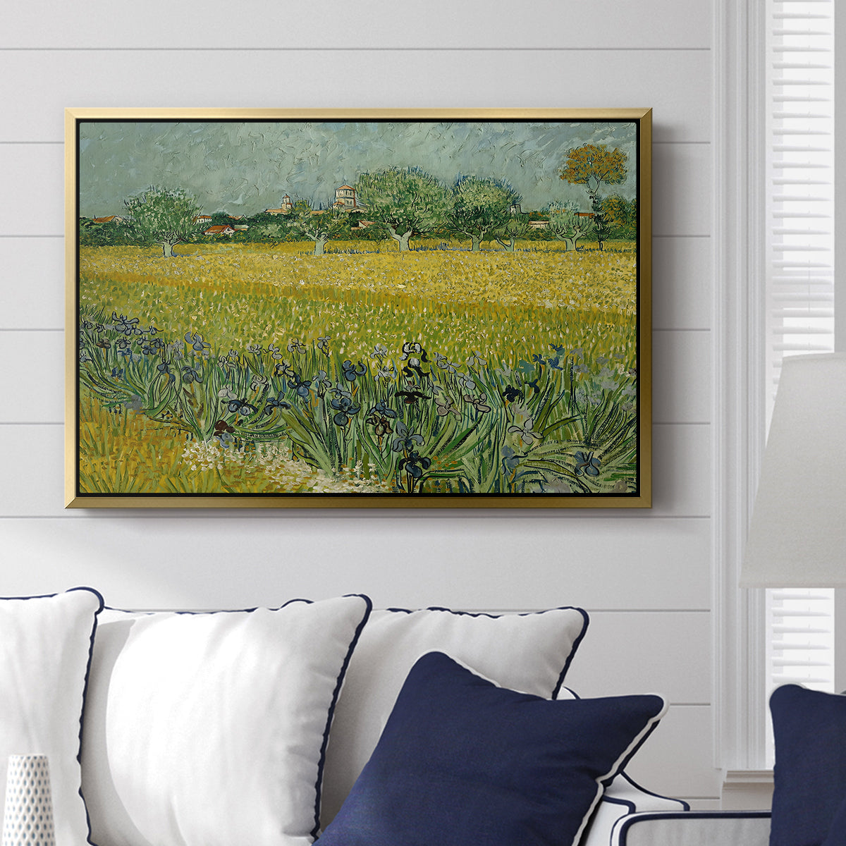 Field with Irises near Arles, 1888 - Floater Framed Canvas Print