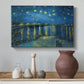 Canvas art print featuring a post-impressionist scene emphasizing reflections and deep blue sky, styled above a decorative console