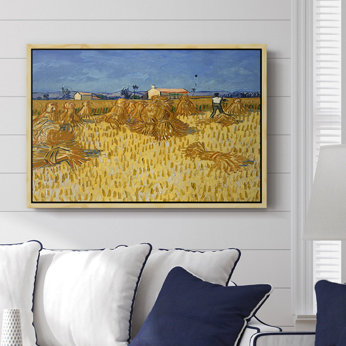 Wheat Field with Sheaves (Harvest in Provence), 1888 - Floater Framed Canvas Print