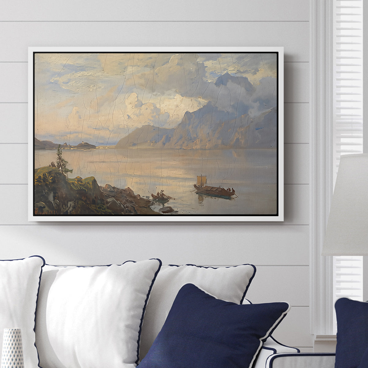 Traunsee, 1871 - Floater Framed Canvas Print