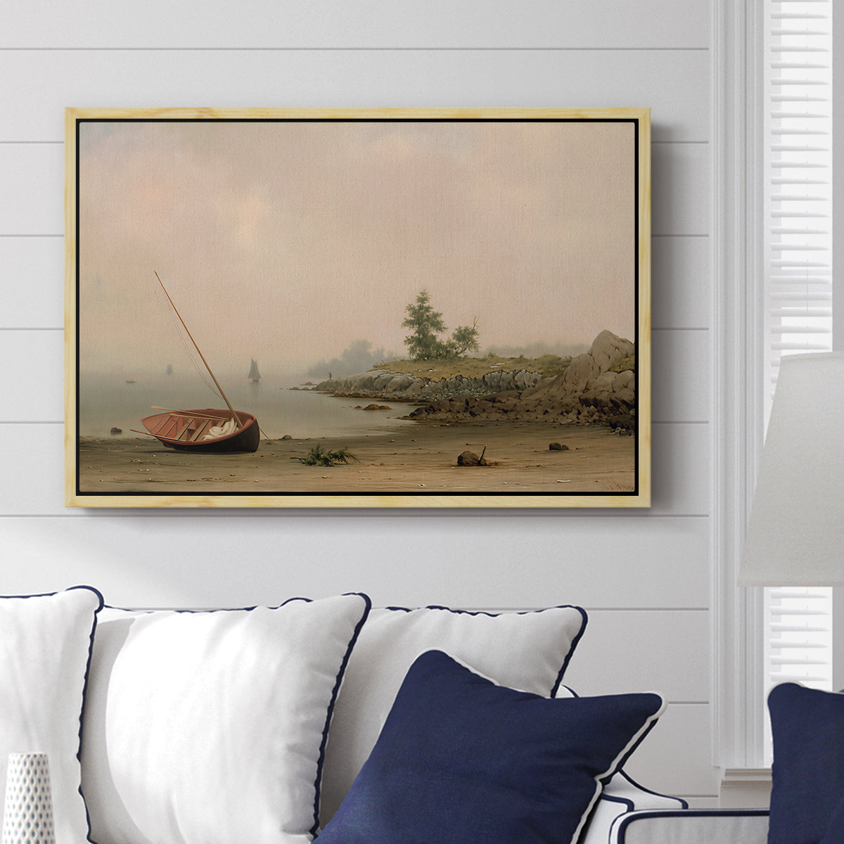 The Stranded Boat, 1863 - Floater Framed Canvas Print