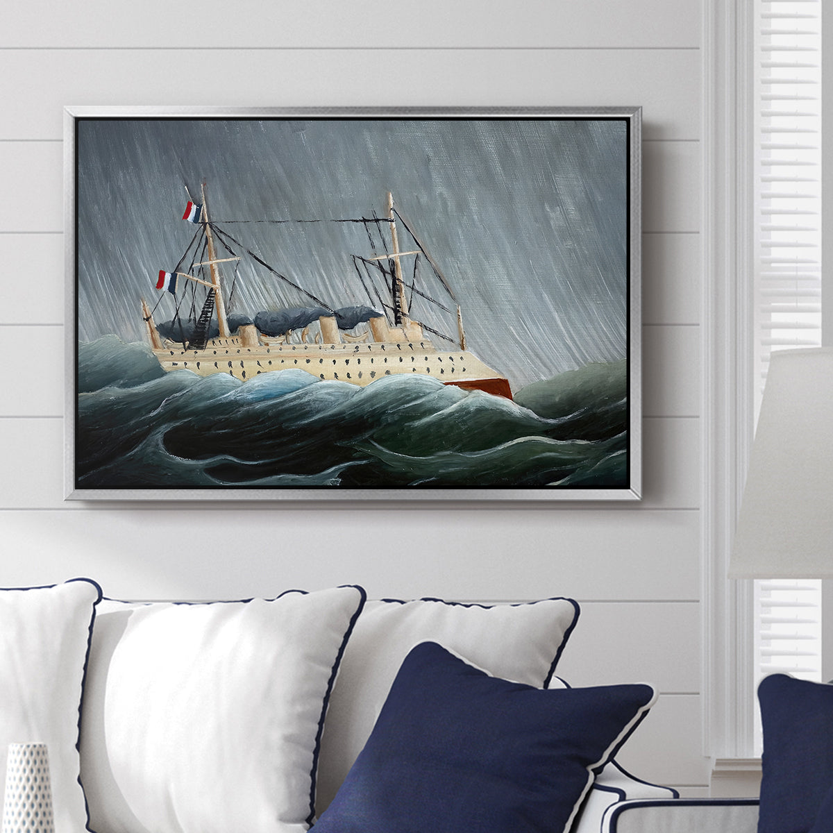 A Ship in the Storm, c. 1899 - Floater Framed Canvas Print