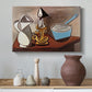 Canvas art print featuring an expressive arrangement of items, styled above a decorative console