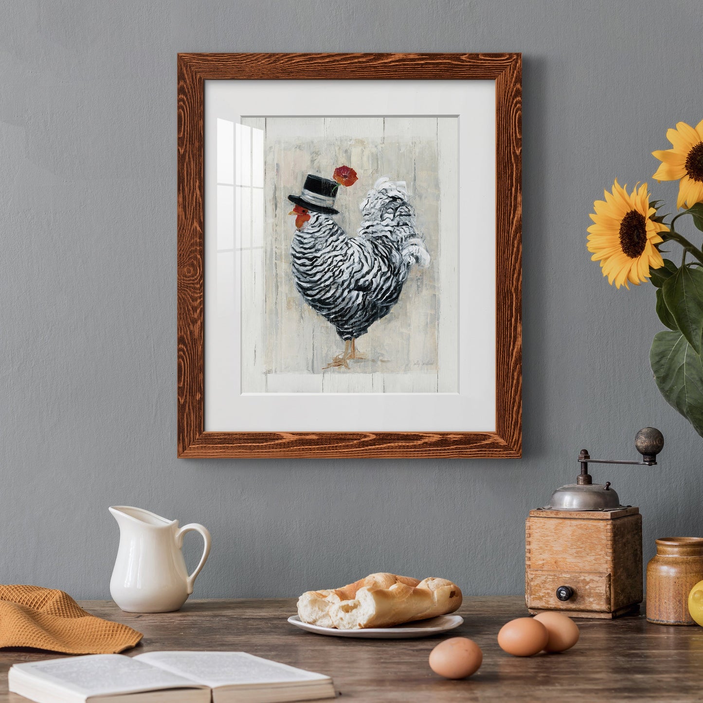 Sunday Best Rooster - Premium Framed Print - Distressed Barnwood Frame - Ready to Hang