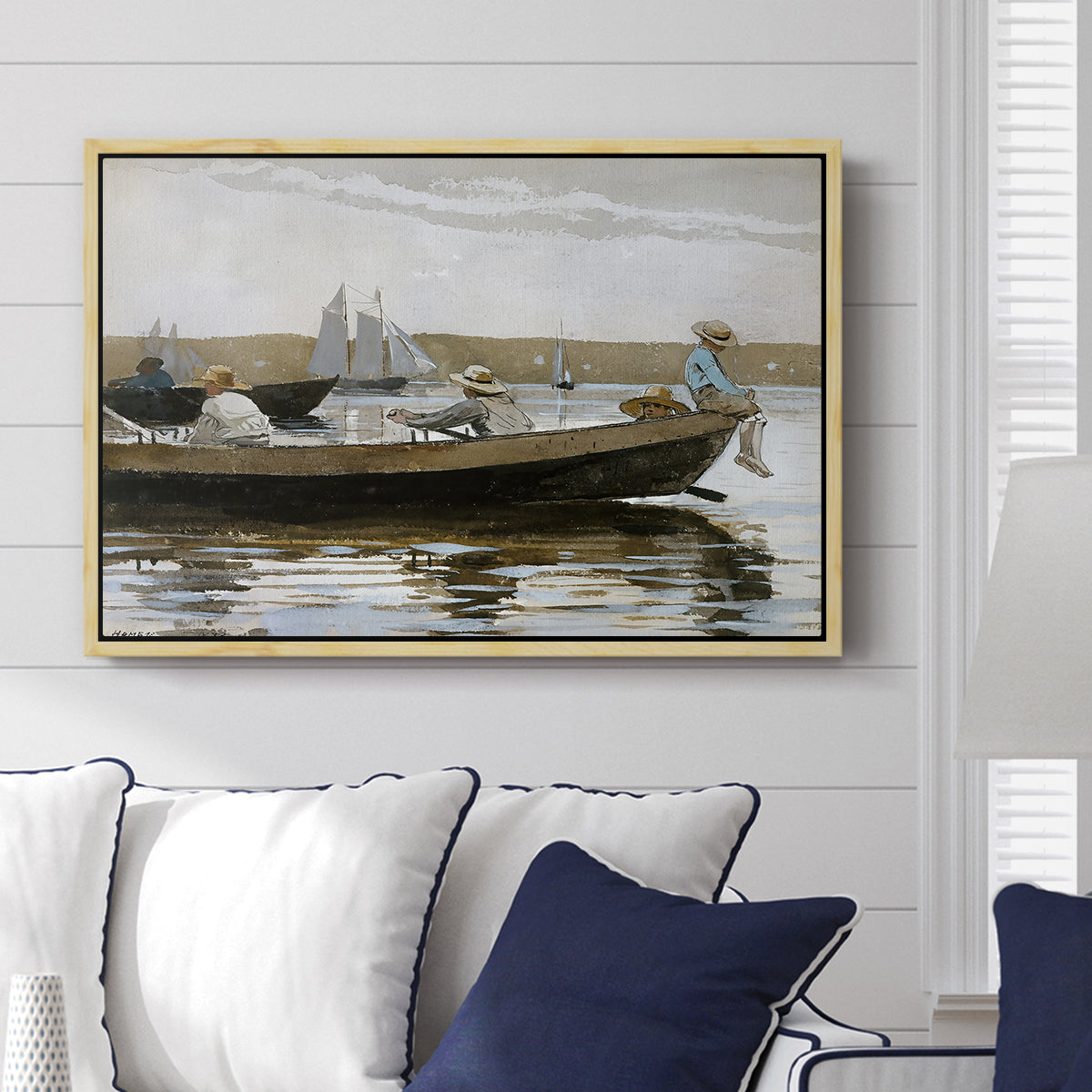 Boys in a Dory, 1873 - Floater Framed Canvas Print