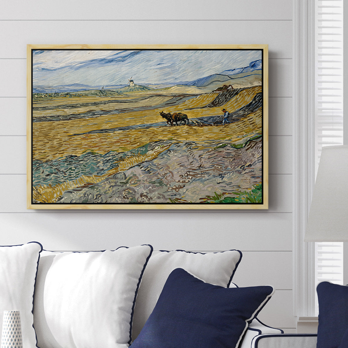 Enclosed Field with Ploughman, 1889 - Floater Framed Canvas Print