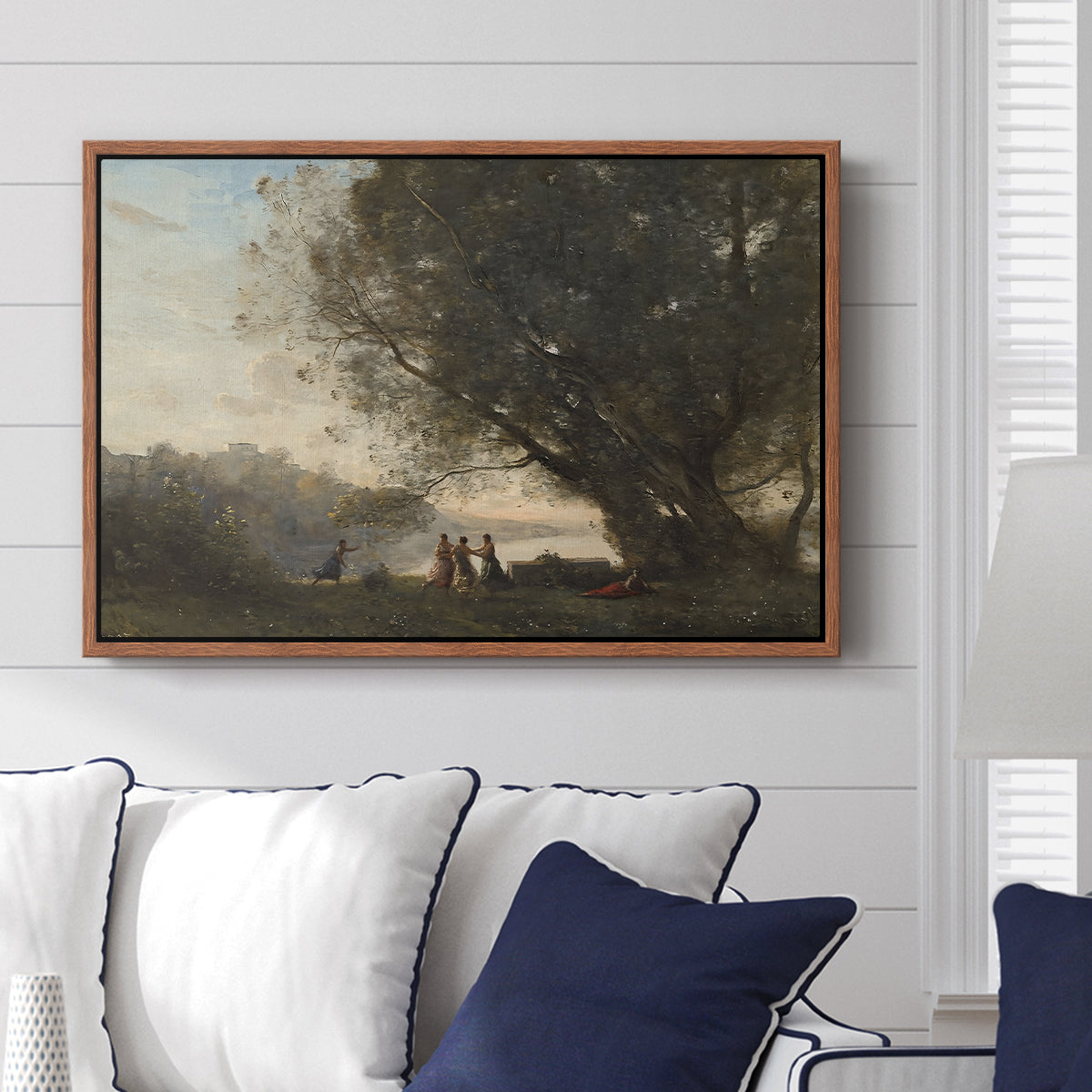 Dance Under the Trees at the Edge of the Lake, c. 1865-1870 - Floater Framed Canvas Print