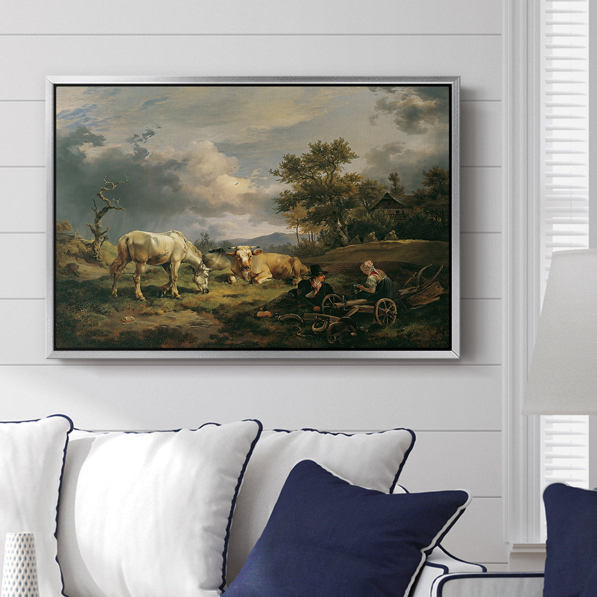 Young Peasant Couple Resting in the Field, 1829 - Floater Framed Canvas Print