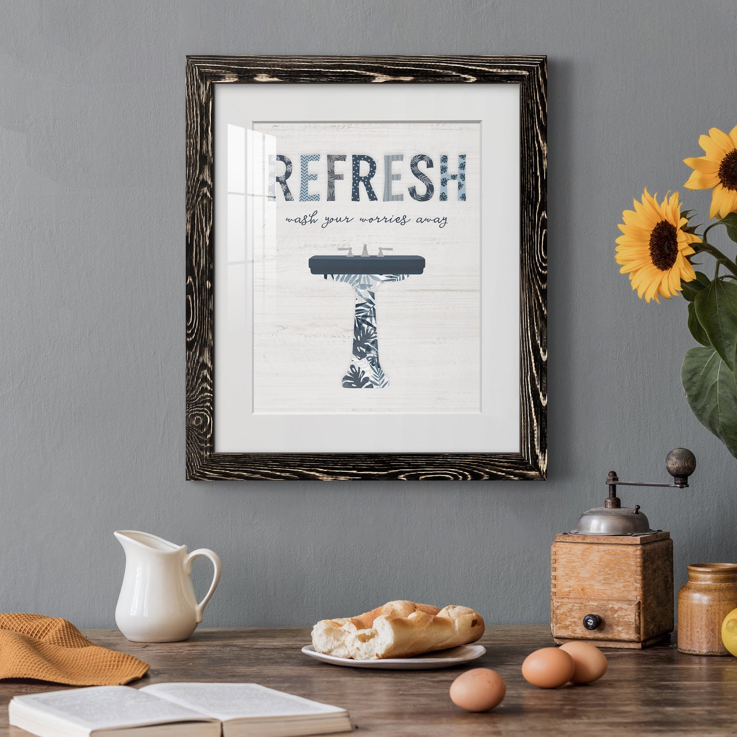 Palm Bath II - Barnwood Framed Art Print